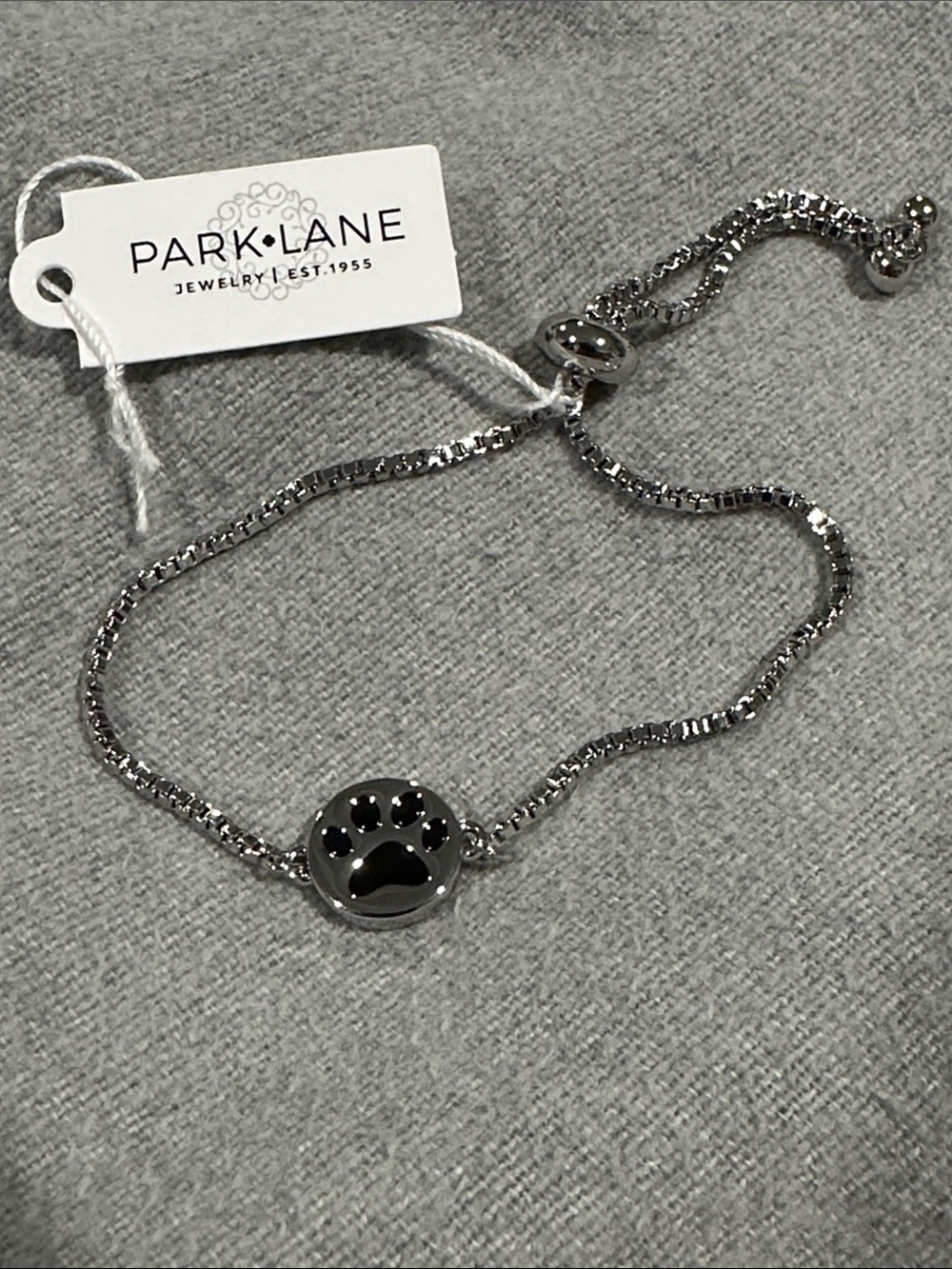 Park Lane Silver-tone Paw Print Slider Bracelet